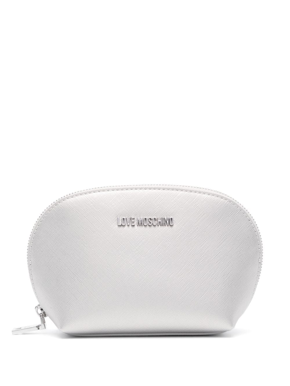 Love Moschino logo-lettering metallic make-up bag - Silver von Love Moschino