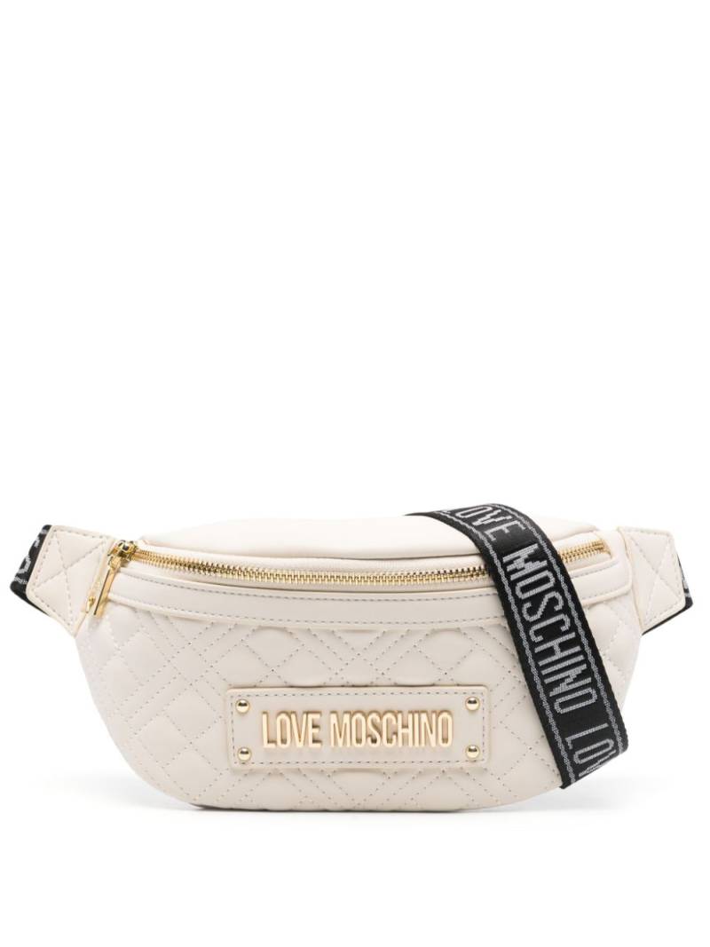 Love Moschino logo-lettering quilted belt bag - Neutrals von Love Moschino