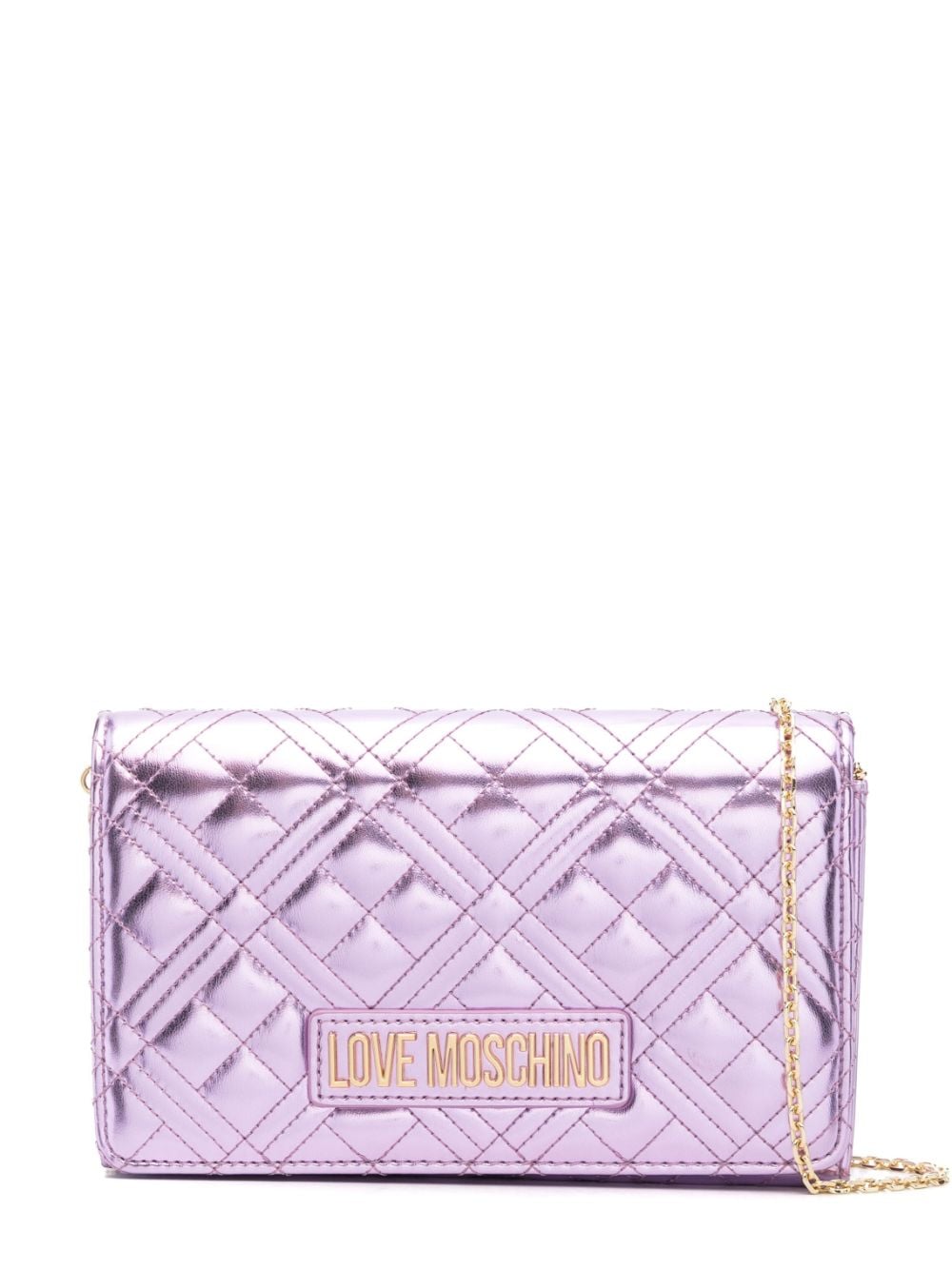 Love Moschino logo-lettering quilted crossbody bag - Purple von Love Moschino