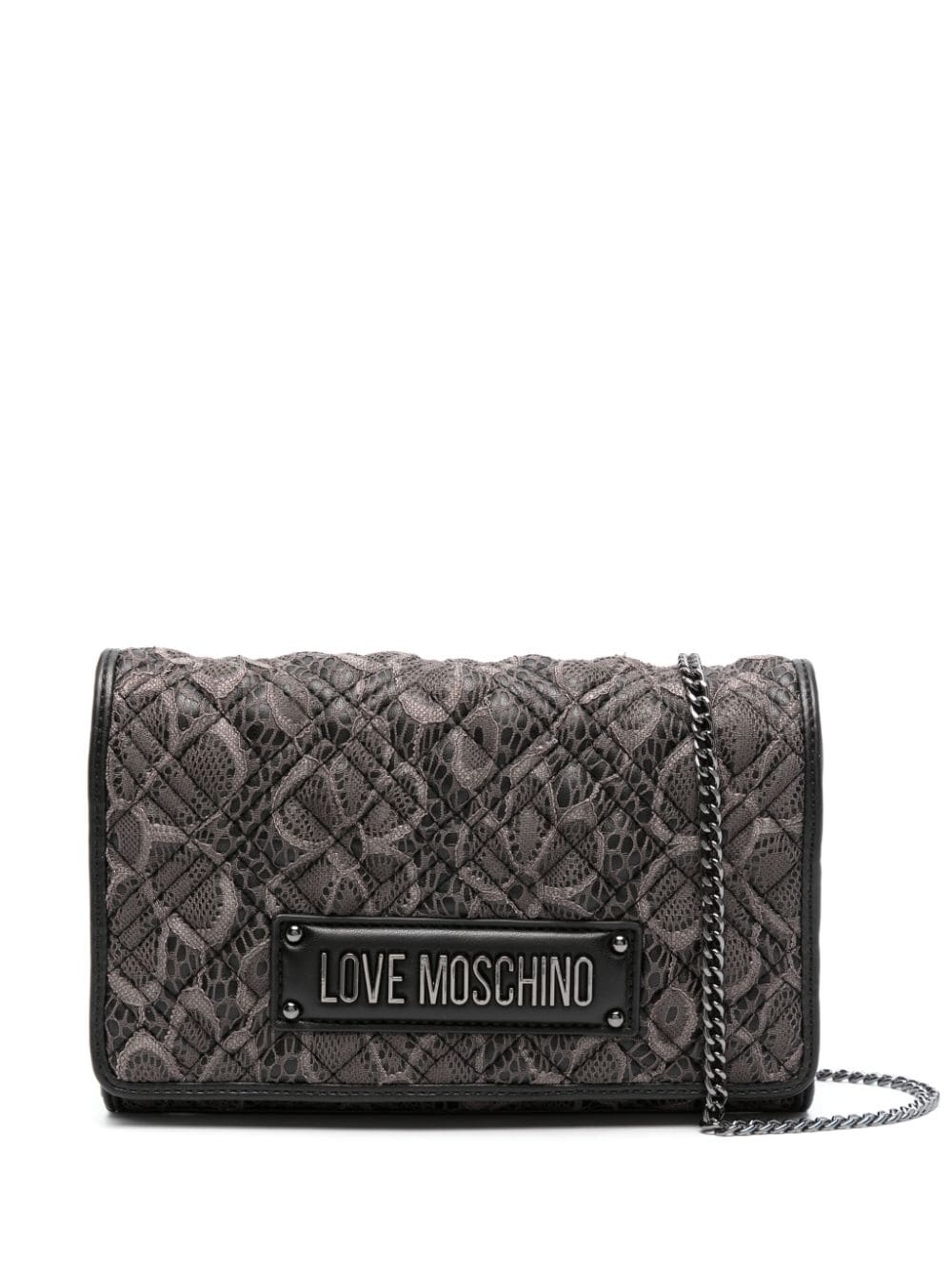 Love Moschino logo-lettering quilted lace bag - Black von Love Moschino