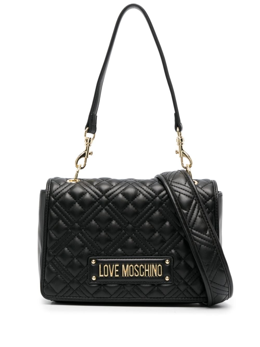 Love Moschino logo-lettering quilted shoulder bag - Black von Love Moschino