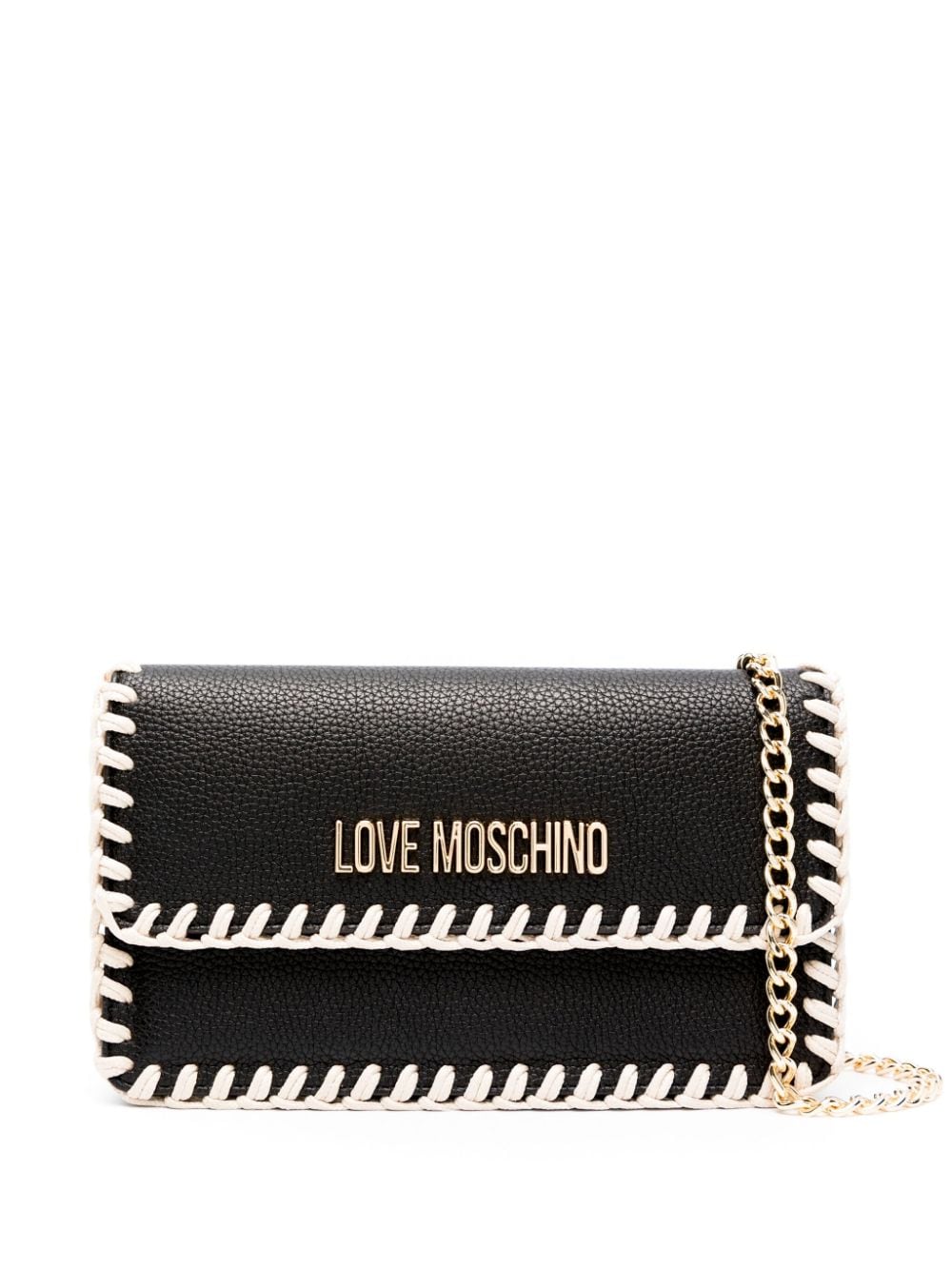 Love Moschino logo-lettering whipstitch-trim shoulder bag - Black von Love Moschino