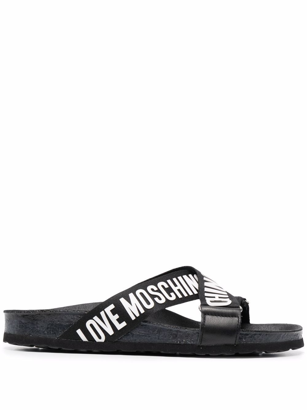 Love Moschino logo open-toe slides - Black von Love Moschino
