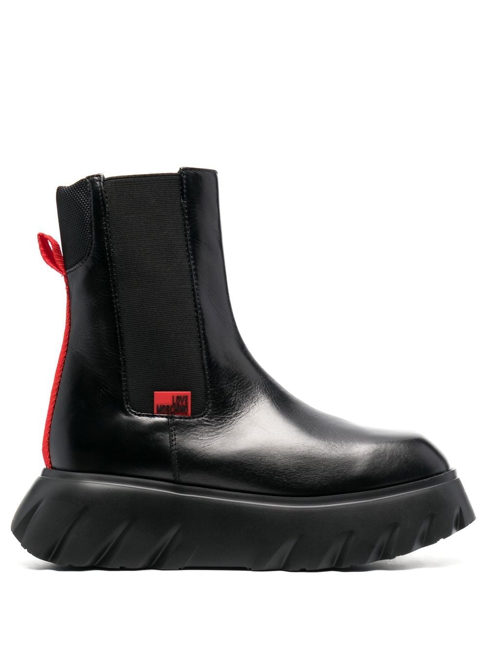 Love Moschino logo-patch ankle boots - Black von Love Moschino