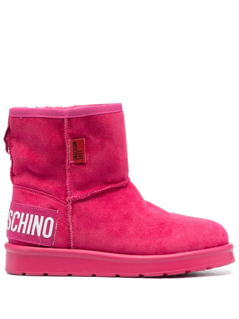 Love Moschino logo-patch exposed-seam ankle boots - Pink von Love Moschino