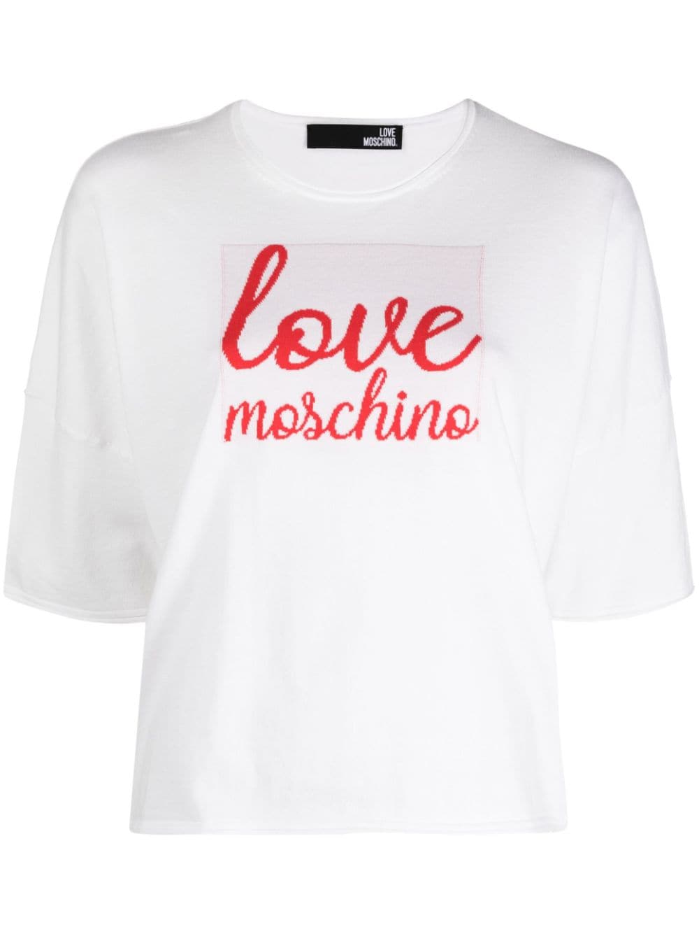 Love Moschino logo-patch half-sleeve T-shirt - White von Love Moschino