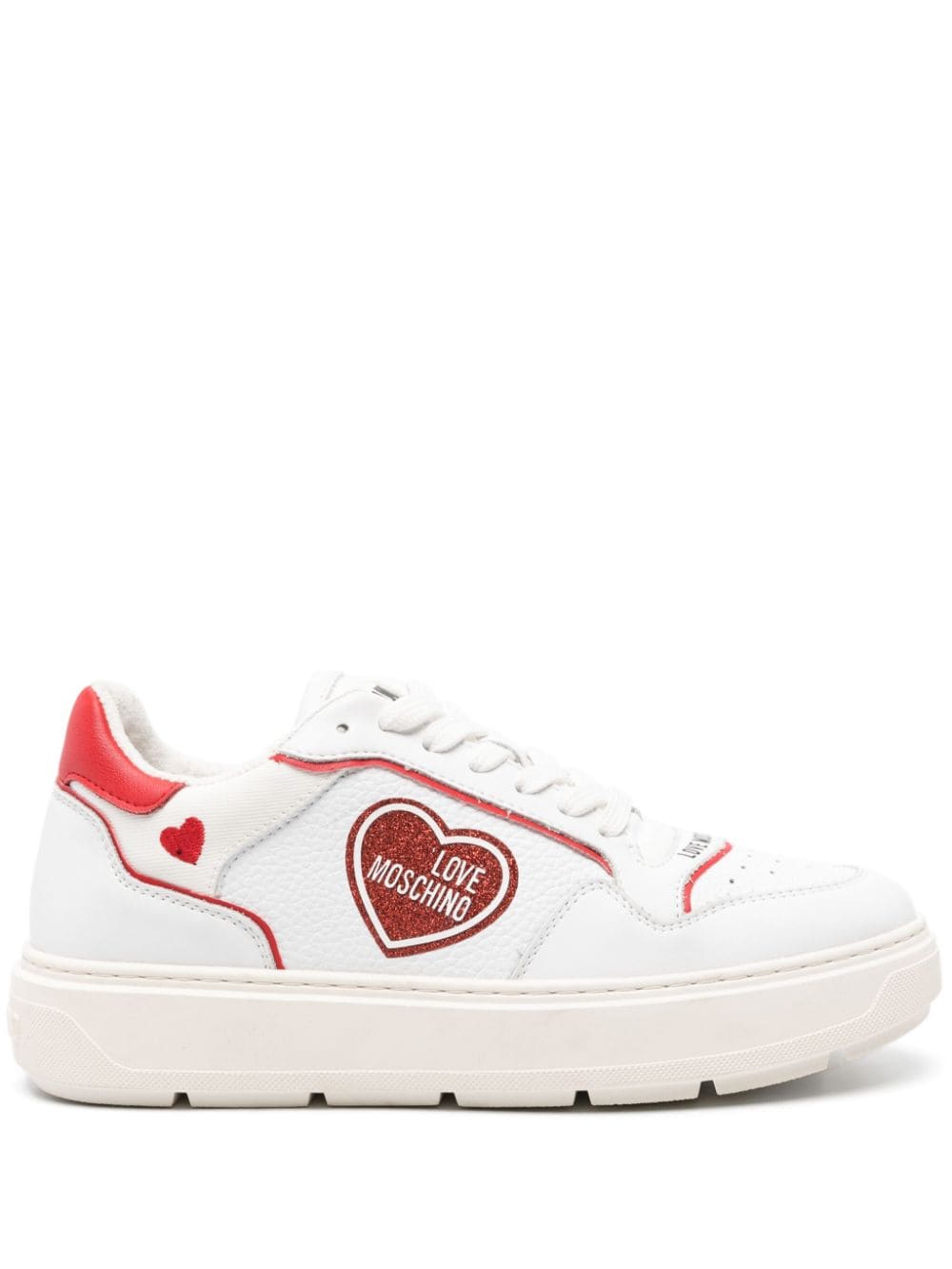 Love Moschino logo-patch leather sneakers - White von Love Moschino