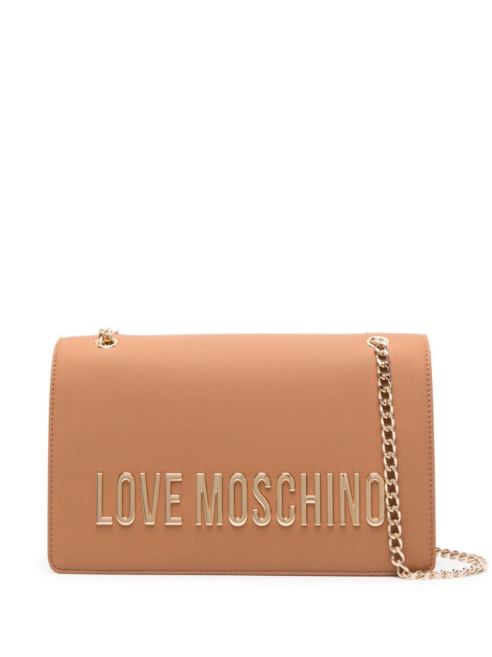 Love Moschino logo-plaque leather shoulder bag - Neutrals von Love Moschino