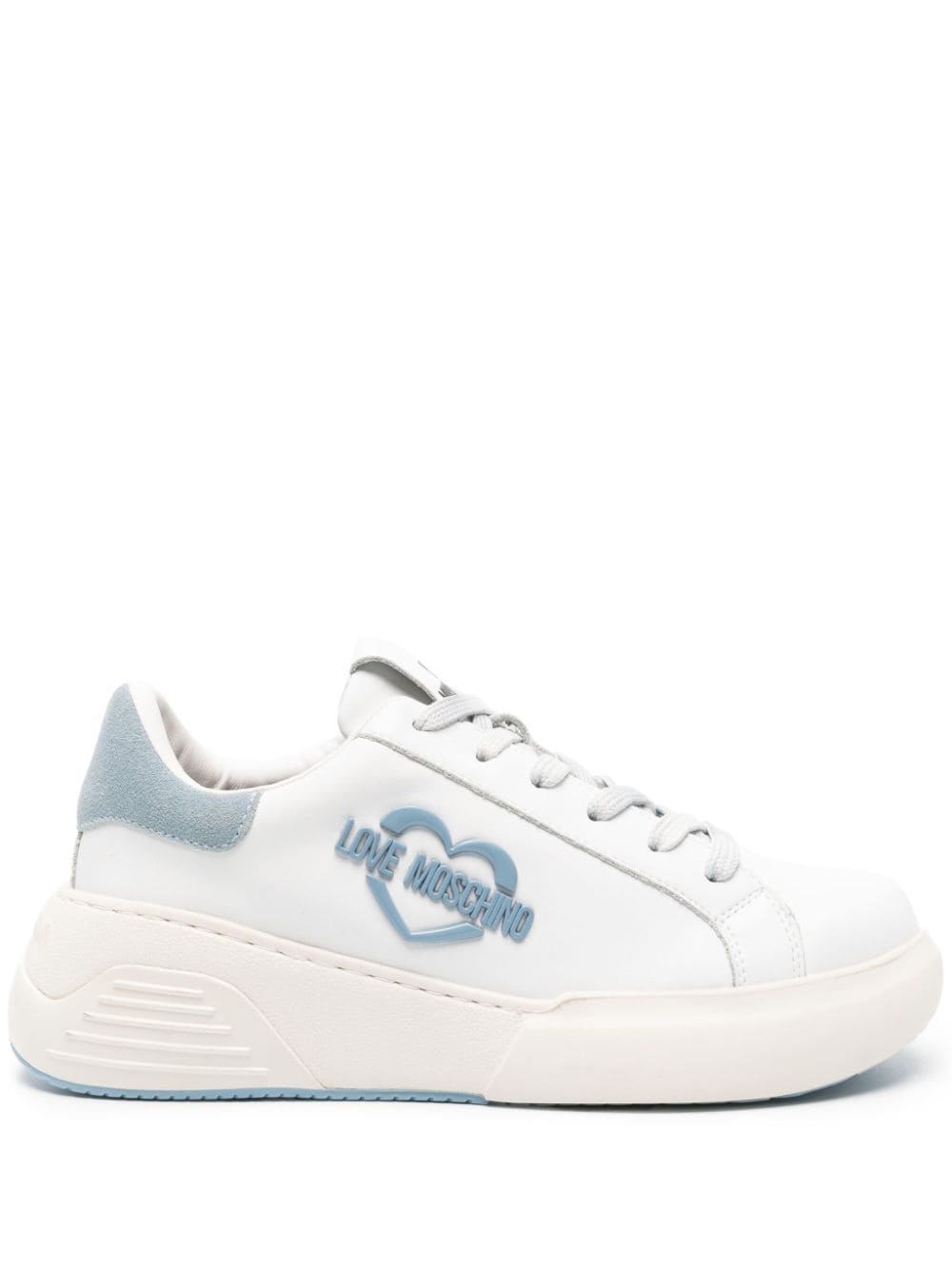 Love Moschino logo-plaque leather sneakers - White von Love Moschino