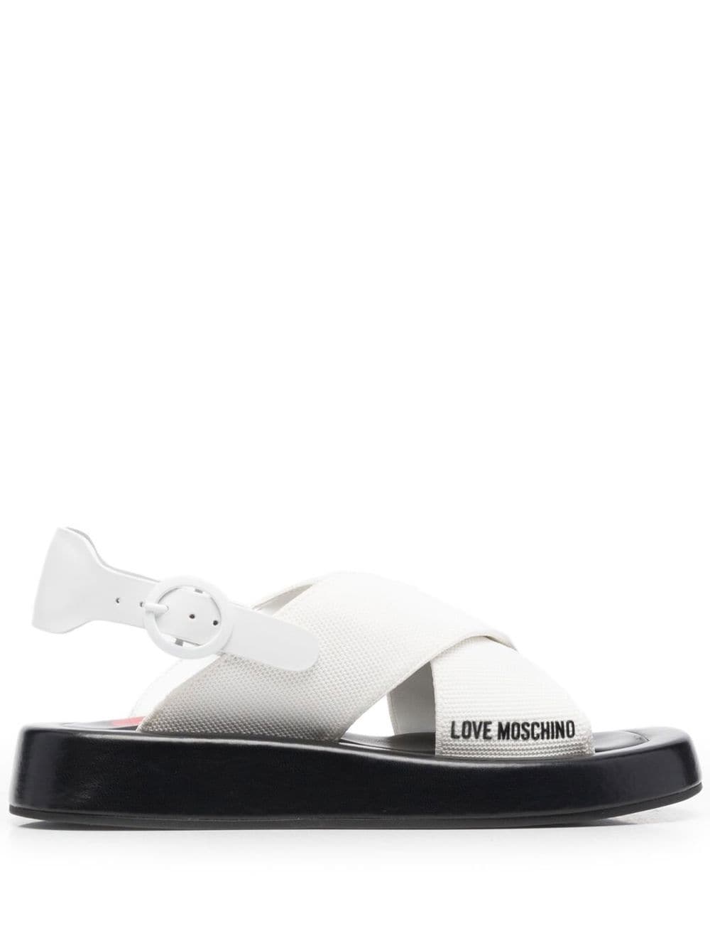 Love Moschino logo-plaque open-toe sandals - White von Love Moschino