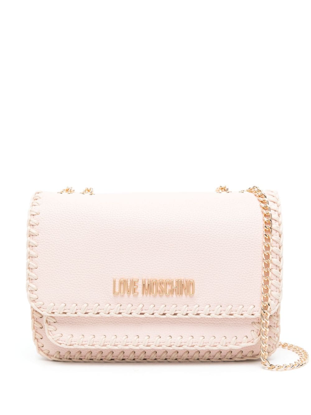 Love Moschino logo-plaque pebbled shoulder bag - Pink von Love Moschino