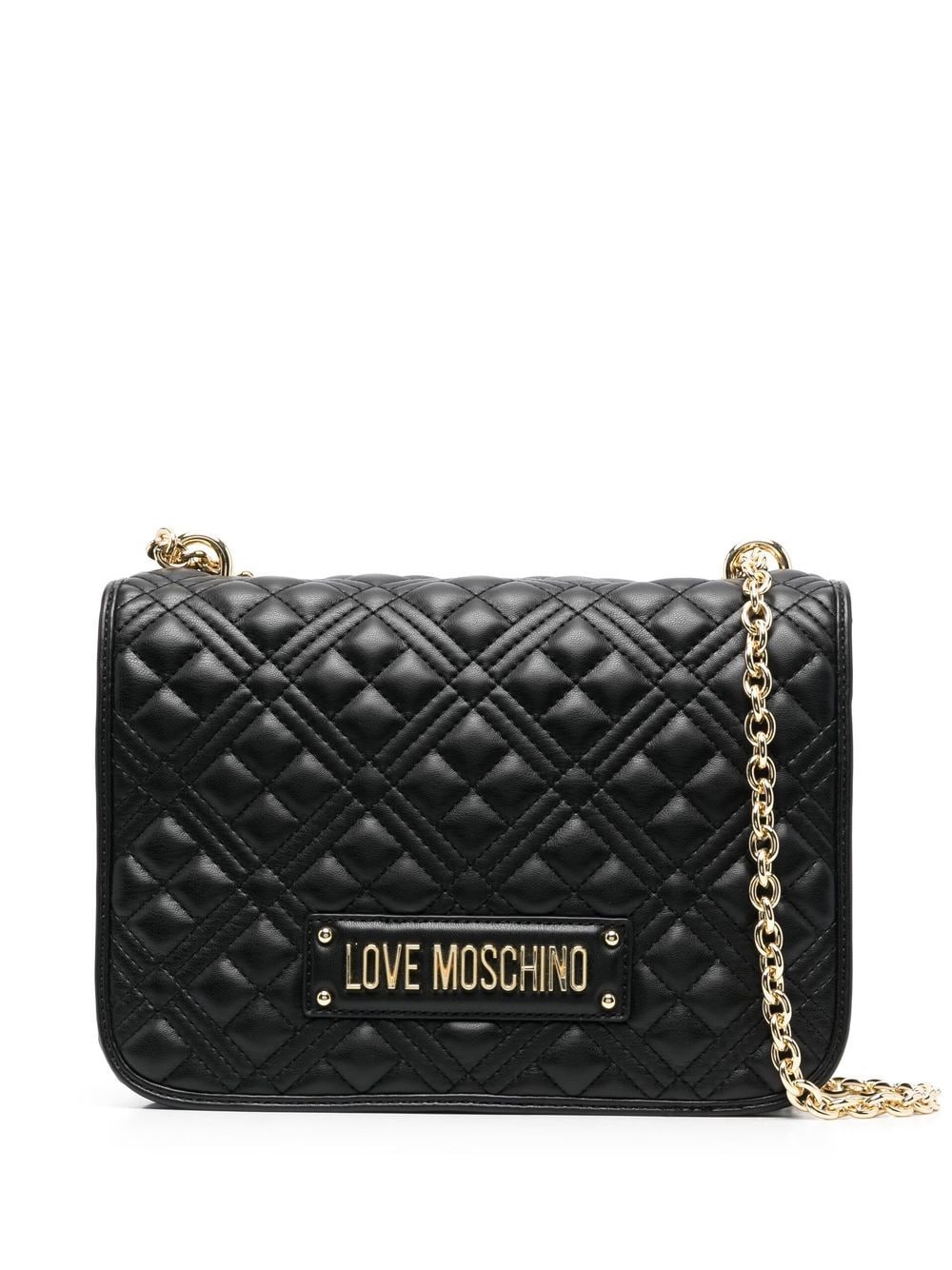 Love Moschino logo-plaque quilted shoulder bag - Black von Love Moschino