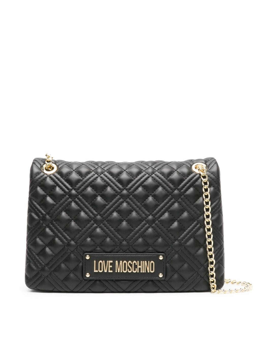 Love Moschino logo-plaque quilted shoulder bag - Black von Love Moschino