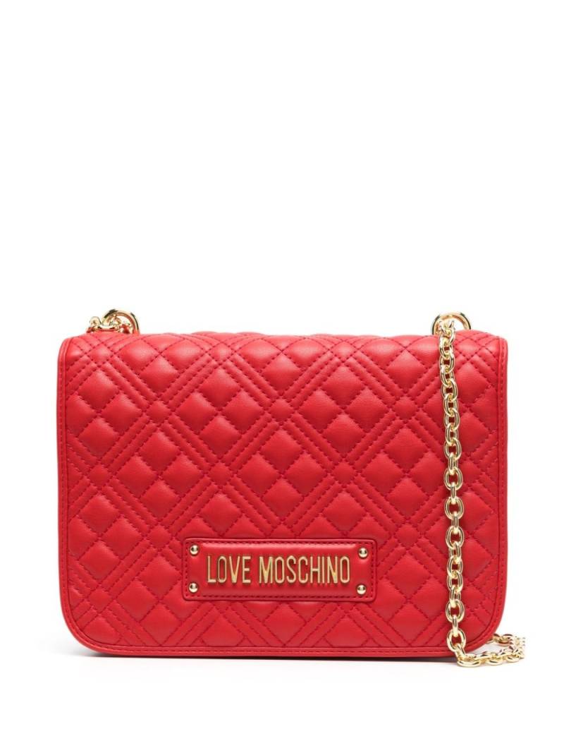 Love Moschino logo-plaque quilted shoulder bag - Red von Love Moschino
