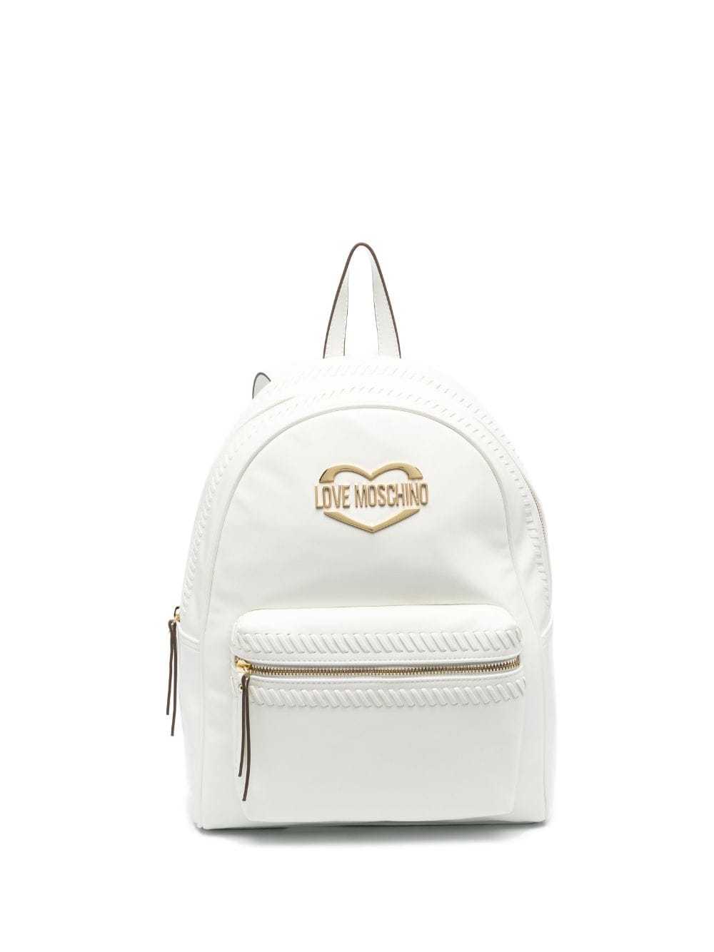Love Moschino logo-plaque whipstitch-trim backpack - White von Love Moschino