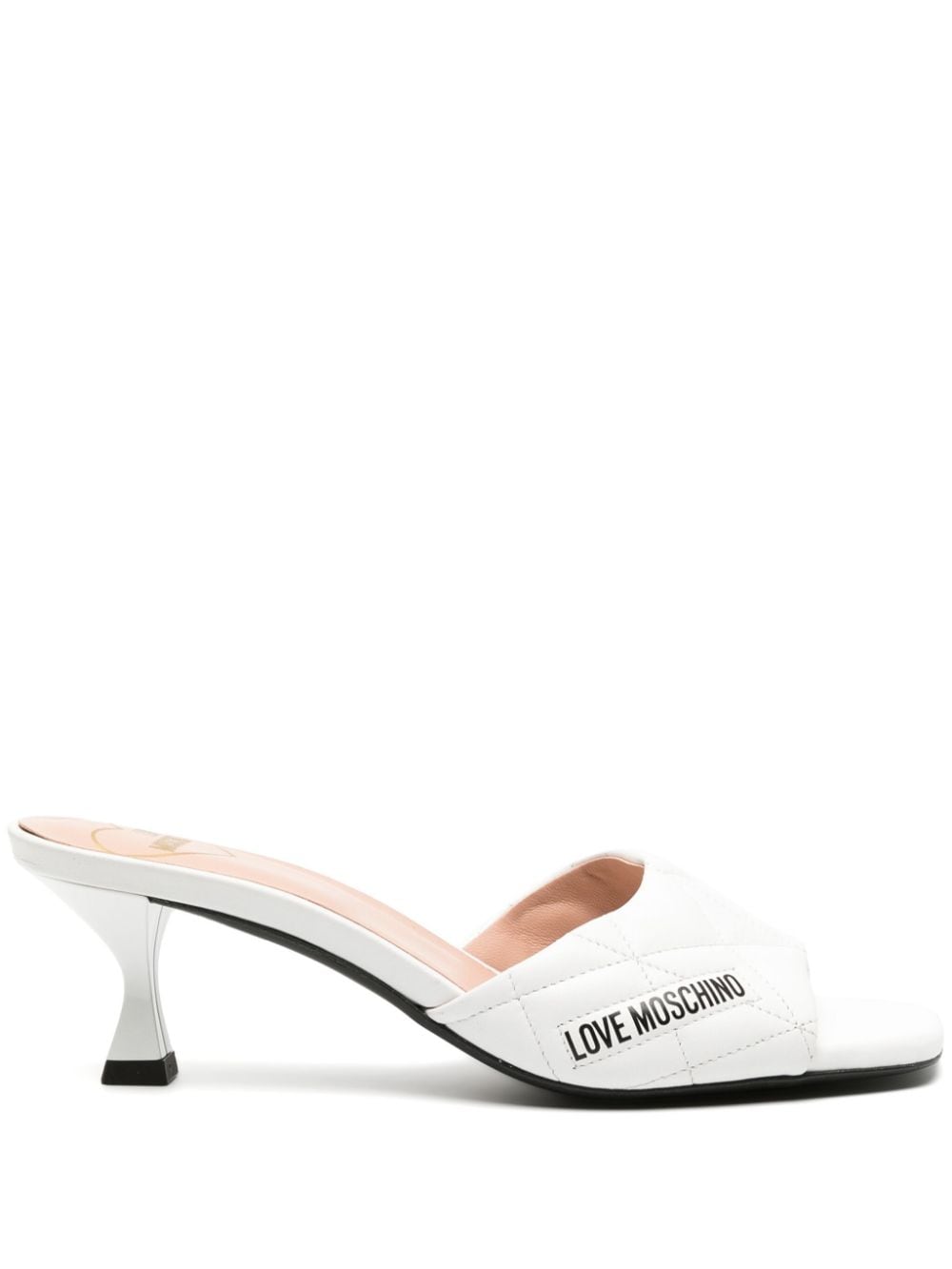 Love Moschino logo-print 65mm quilted mules - White von Love Moschino