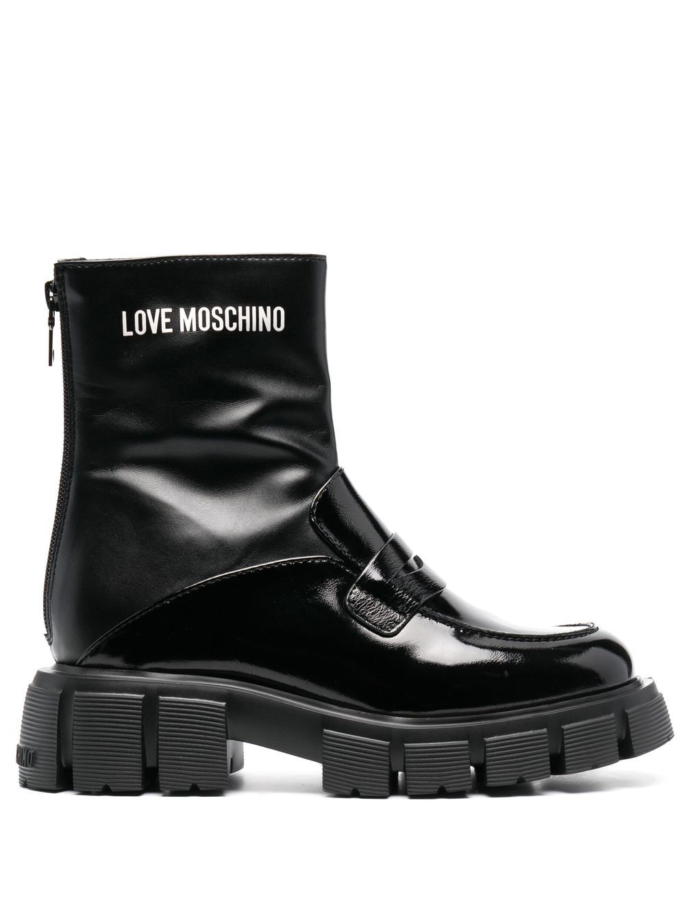 Love Moschino logo-print ankle boots - Black
