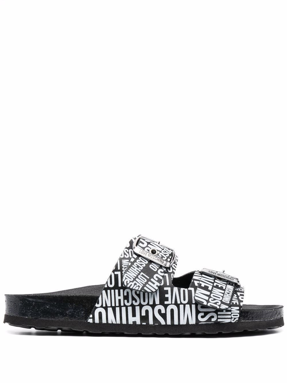 Love Moschino logo-print buckle-fastening sandals - Black von Love Moschino