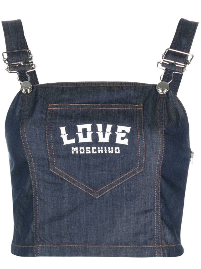Love Moschino logo-print denim top - Blue von Love Moschino