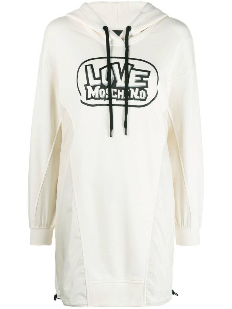 Love Moschino logo-print hooded dress - White von Love Moschino