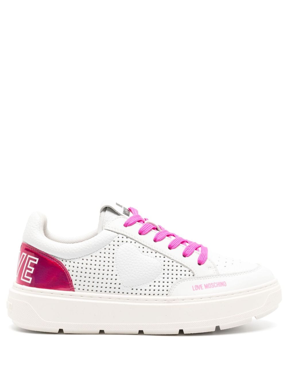 Love Moschino logo-print panelled leather sneakers - White von Love Moschino