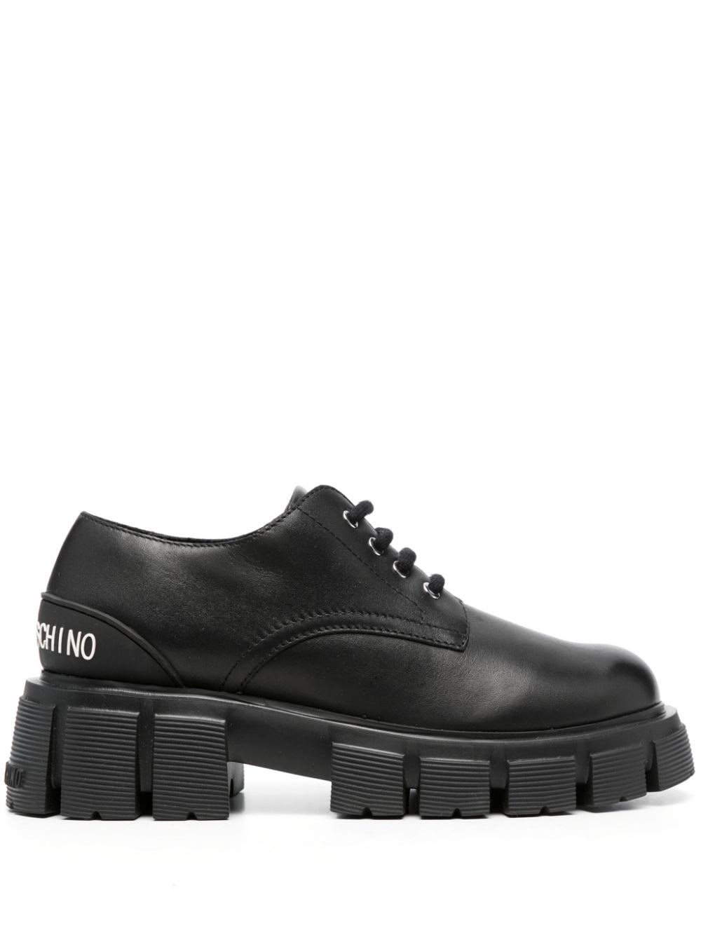 Love Moschino logo-raised detail leather Derby shoes - Black von Love Moschino