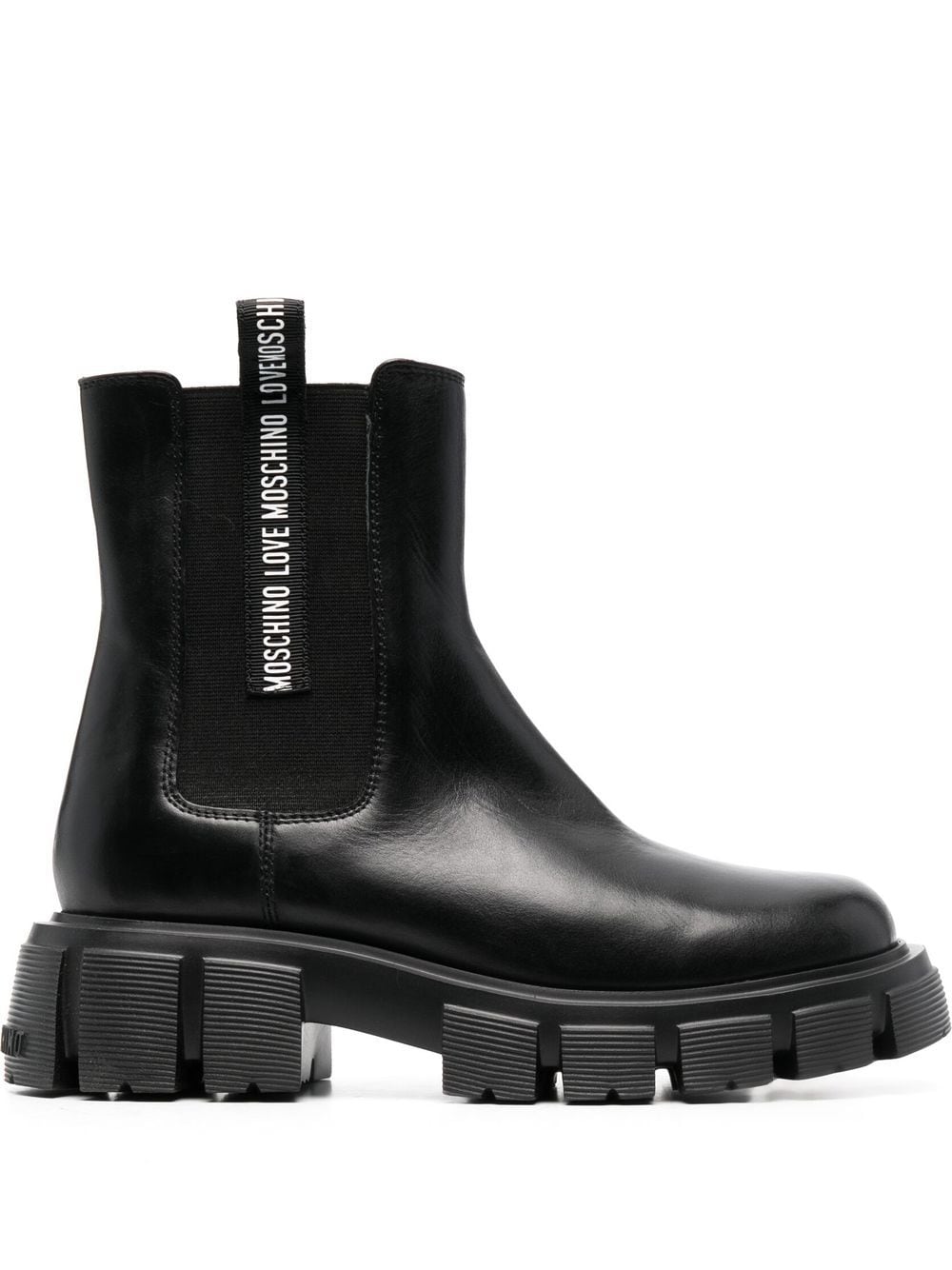 Love Moschino logo-tape leather boots - Black von Love Moschino