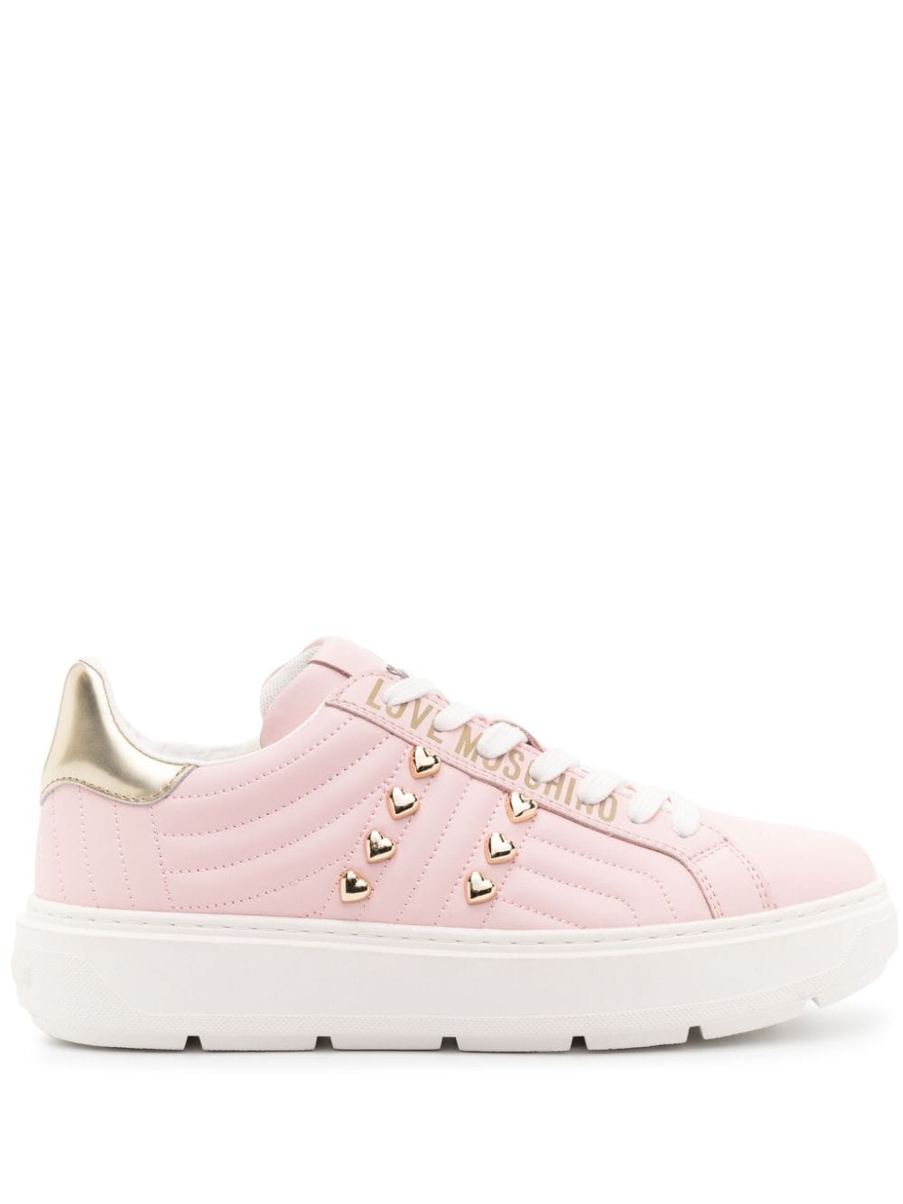 Love Moschino stud-embellished leather sneakers - Pink von Love Moschino
