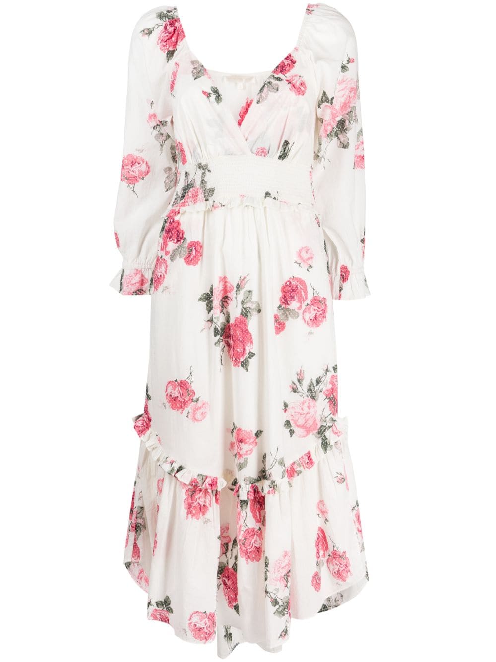 LoveShackFancy Firely rose-print cotton midi dress - White von LoveShackFancy