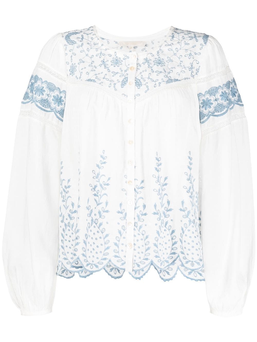 LoveShackFancy embroidered crew neck blouse - White von LoveShackFancy