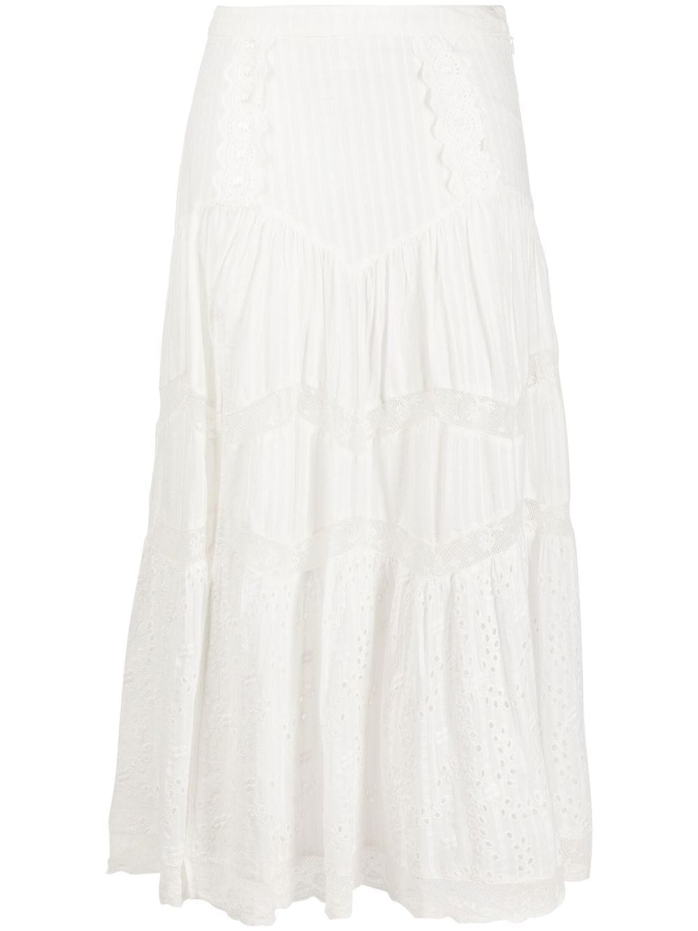 LoveShackFancy lace-trimmed midi dress - White von LoveShackFancy