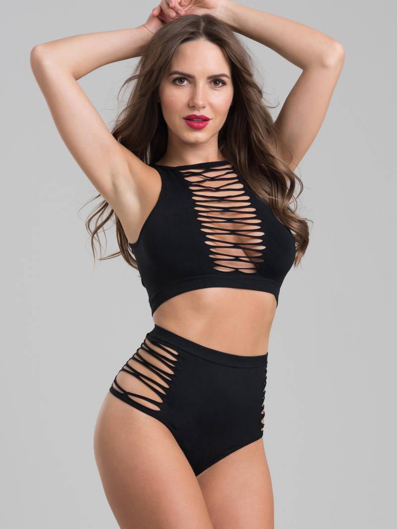 Lovehoney Criss-cross Bh-set (schwarz), Schwarz - Amorana von Lovehoney Lingerie