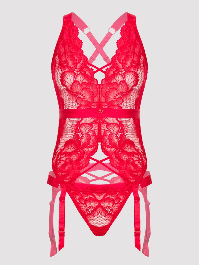 Lovehoney-lingerie Beau Red Lace Basque Korsett & String - Amorana von Lovehoney Lingerie