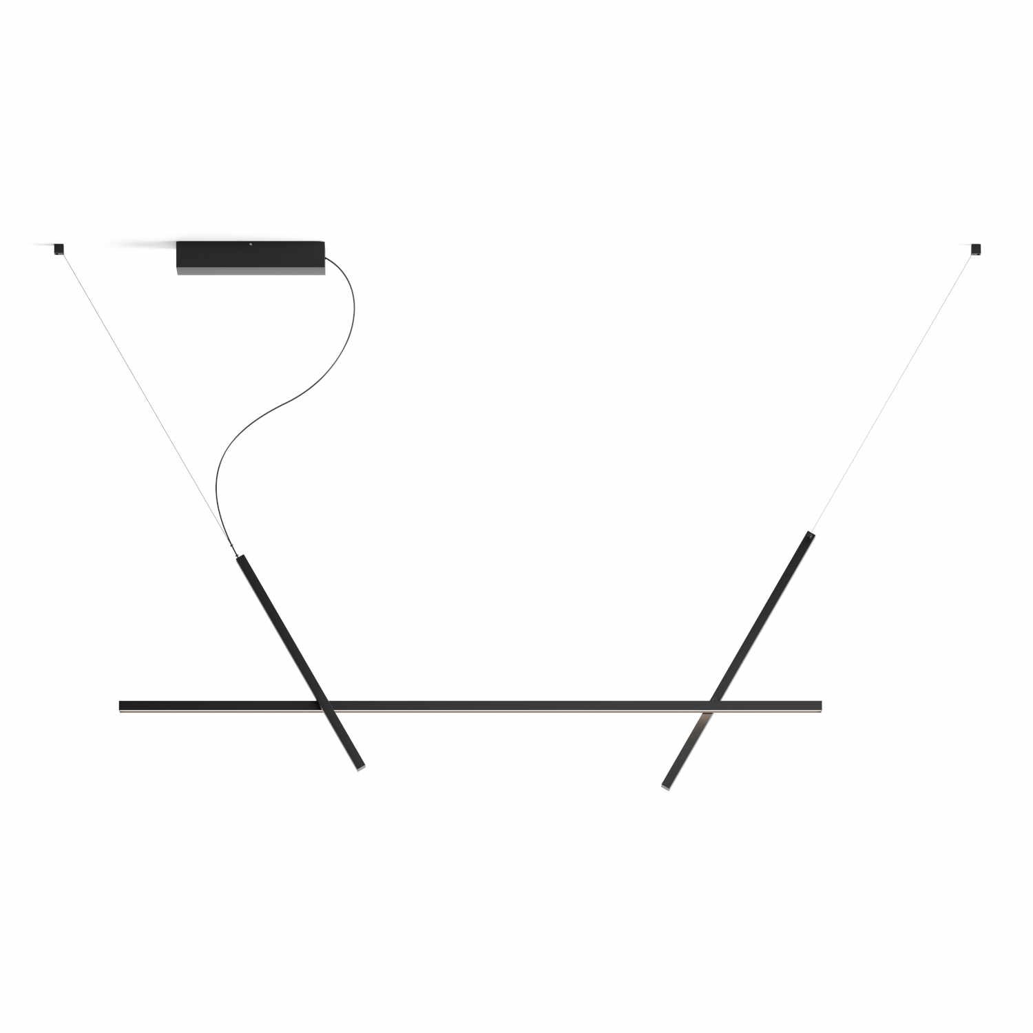 A08 ACROSS LED Pendelleuchte, Grösse l. 180 x h. 75 cm, Ausführung green, Lichtfarbe 2700k, Baldachinfarbe black A08 ACROSS LED Pendelleuchte, Grösse l. 180 x h. 75 cm, Ausführung green, Lichtfarbe 2700k, Baldachinfarbe black von Luceplan