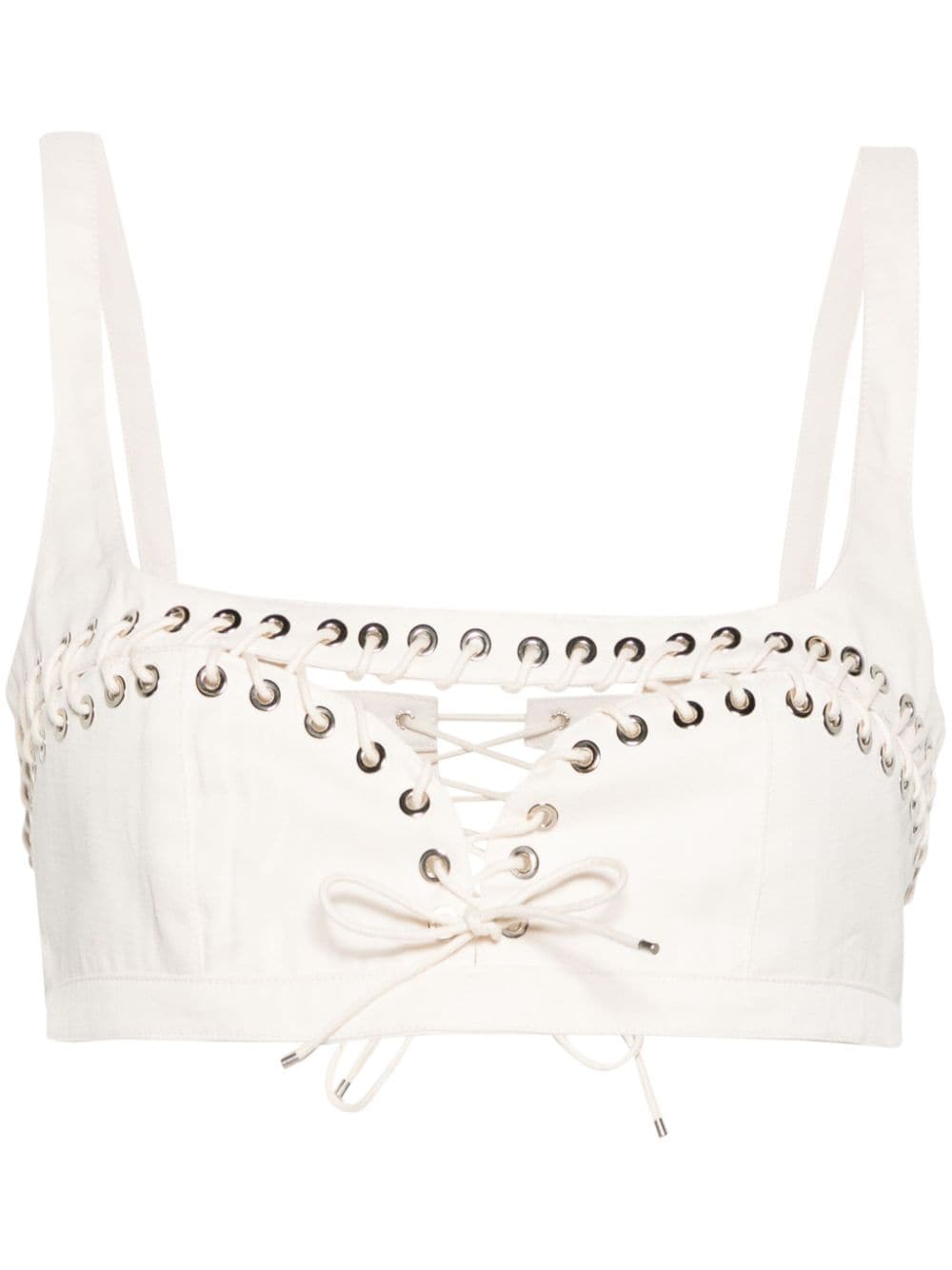 Ludovic de Saint Sernin cut-out detailed cotton bralette top - White von Ludovic de Saint Sernin