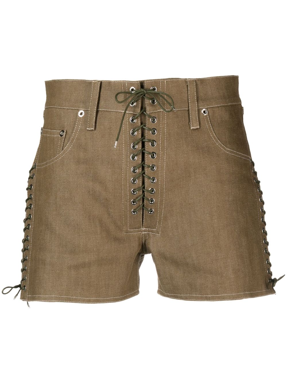 Ludovic de Saint Sernin lace-up denim shorts - Green von Ludovic de Saint Sernin