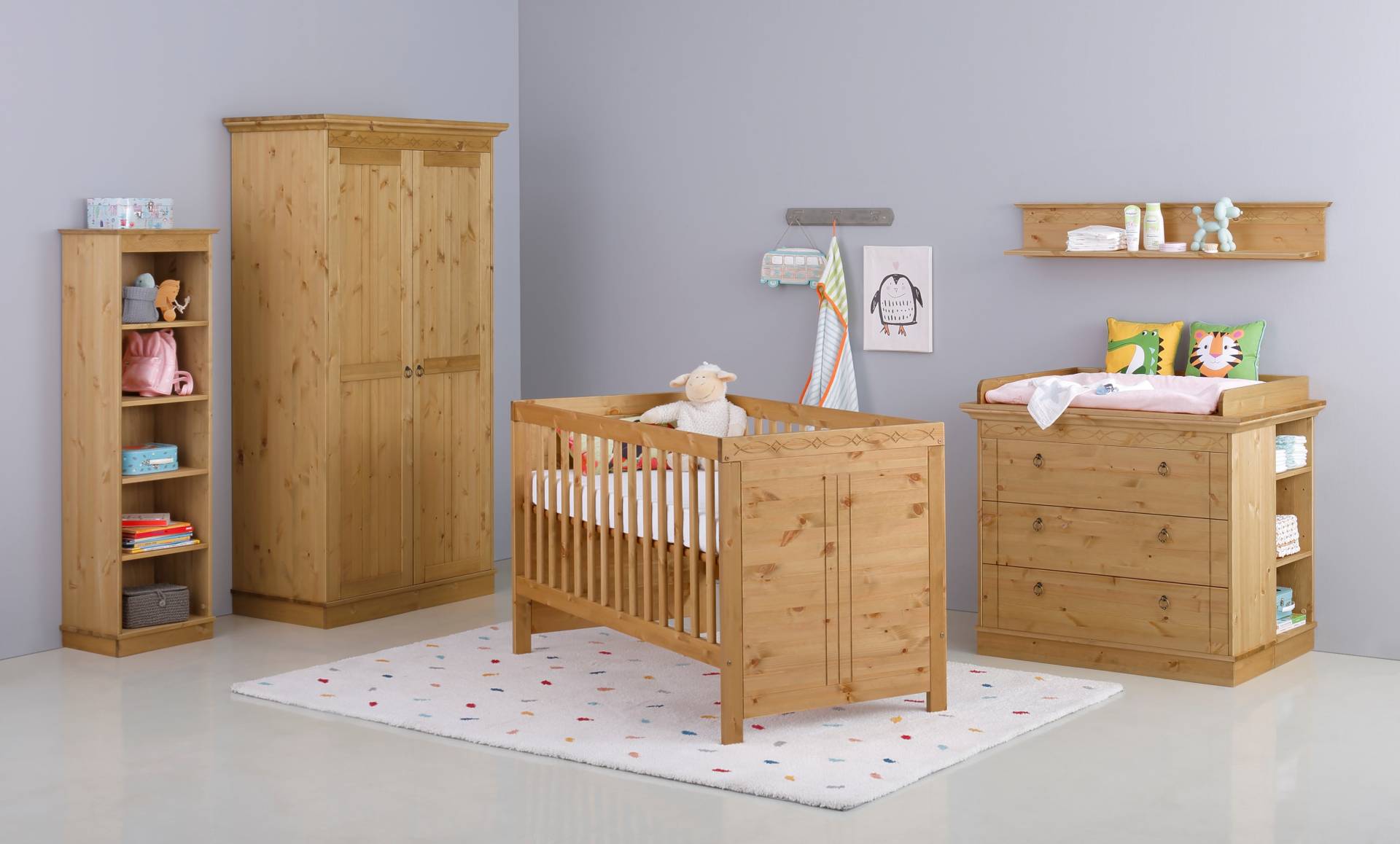 Lüttenhütt Babyzimmer-Komplettset »Indra« 7-teilig, FSC® zertifiziertes Massivholz, zum Jugendzimmer umgestaltbar von Lüttenhütt