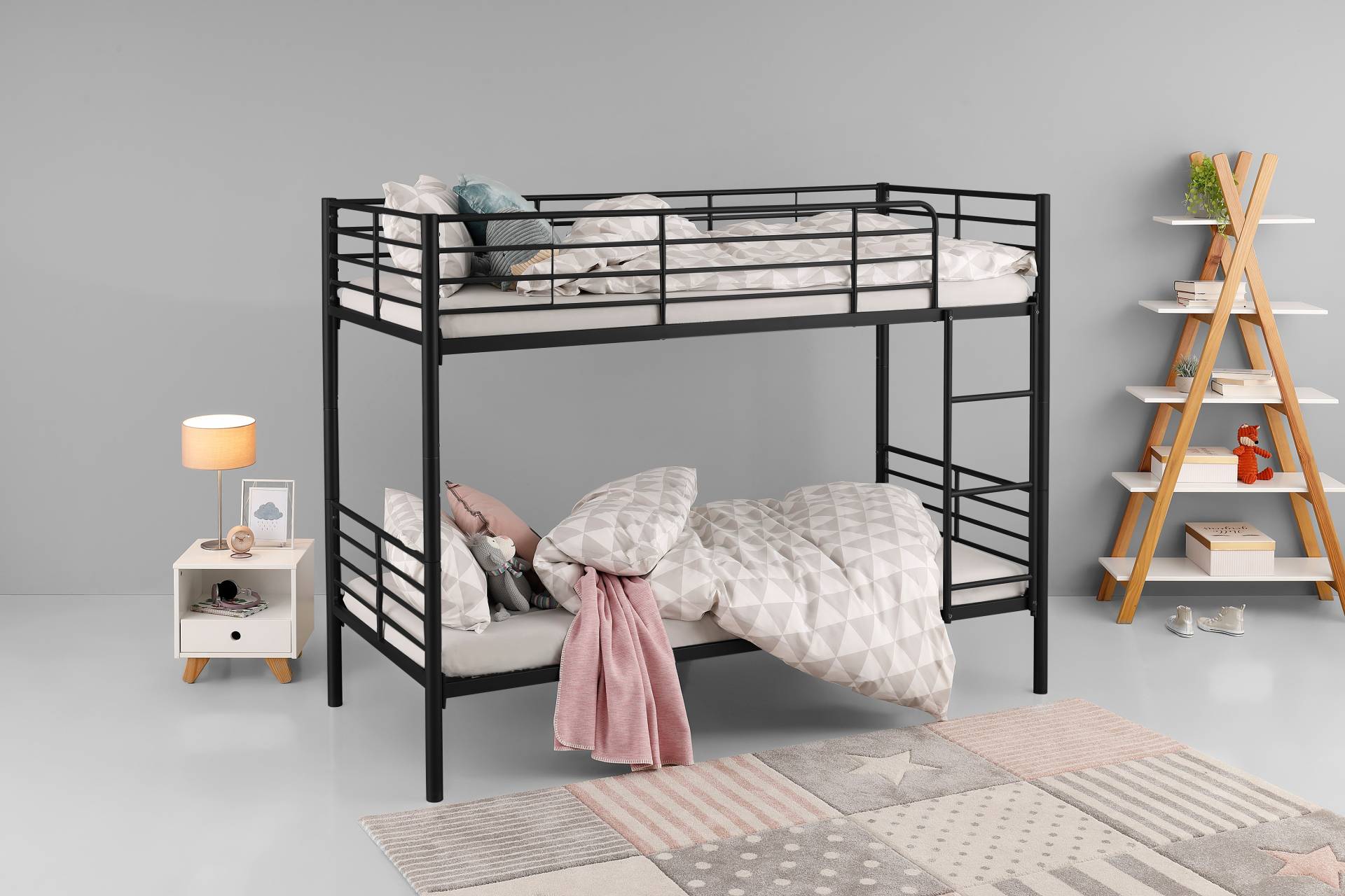 Lüttenhütt Etagenbett »Hayo, Belastbarkeit 250 KG! Metallbett, Stockbett«, (teilbar in 2 Einzelbetten), perfekt für kleine Räume, mehrere Farben, (B/T/H) ca. 208/97/160 cm von Lüttenhütt