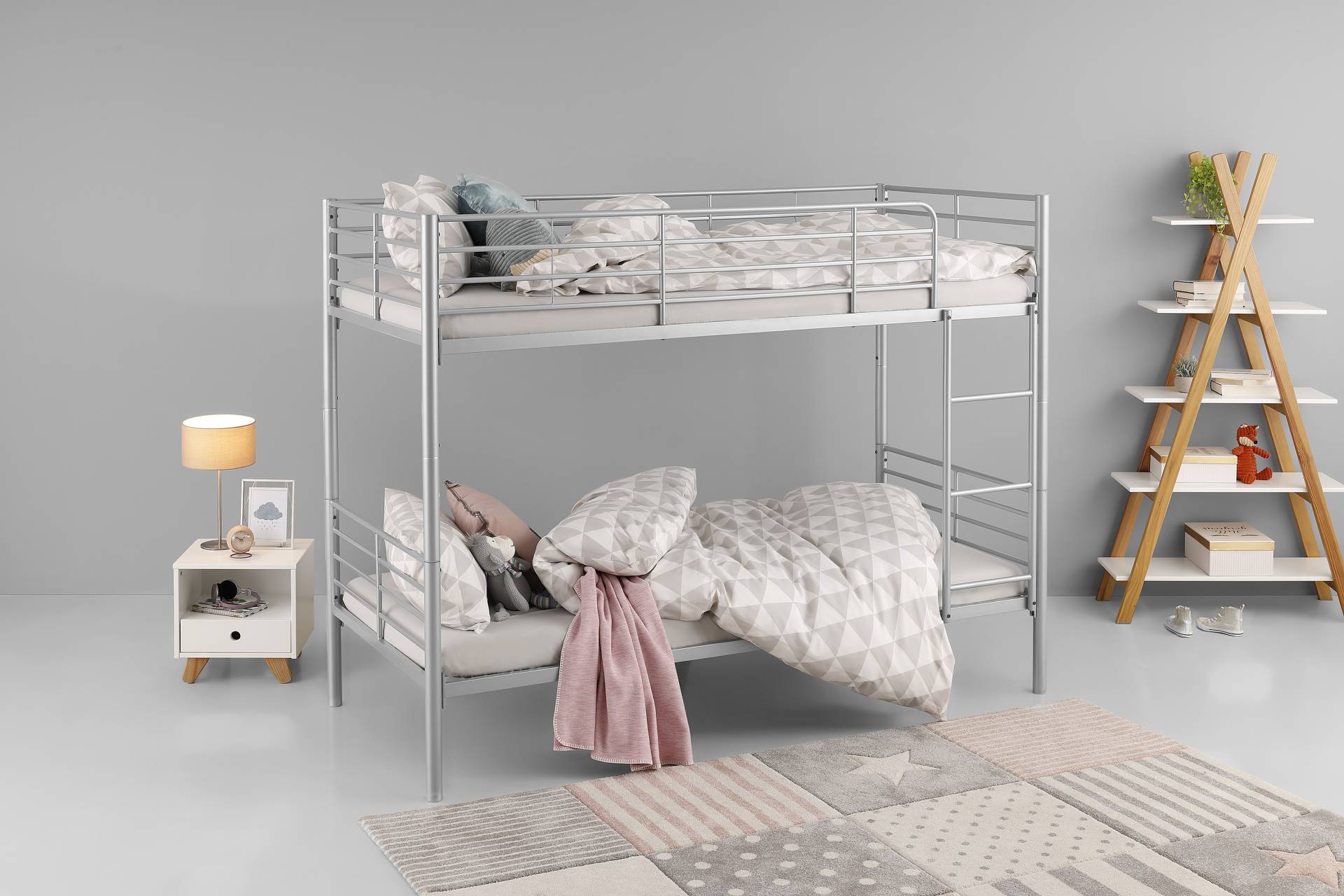 Lüttenhütt Etagenbett »Hayo, Belastbarkeit 250 KG! Metallbett, Stockbett«, (teilbar in 2 Einzelbetten), perfekt für kleine Räume, mehrere Farben, (B/T/H) ca. 208/97/160 cm von Lüttenhütt