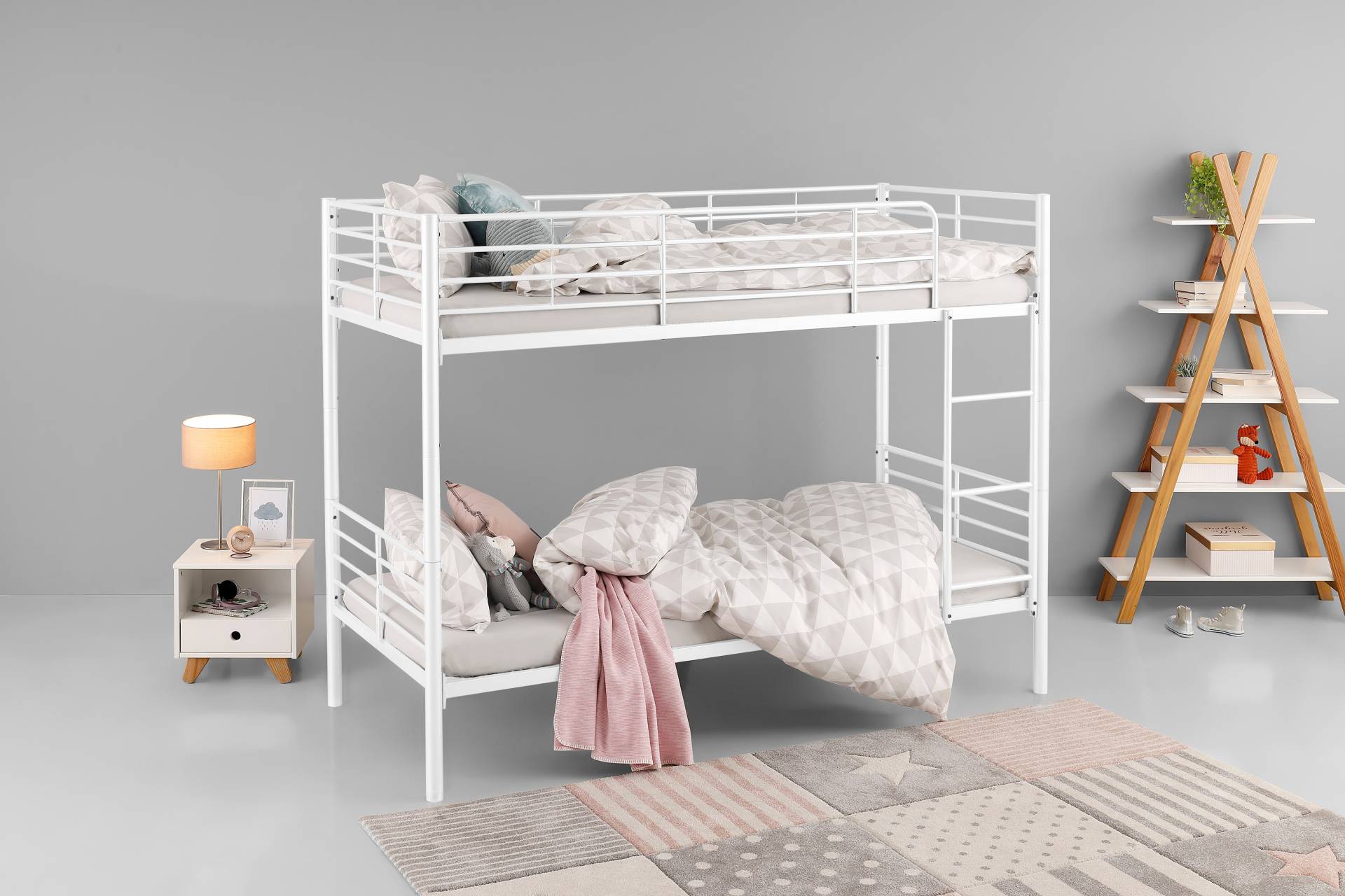 Lüttenhütt Etagenbett »Hayo, Belastbarkeit 250 KG! Metallbett, Stockbett«, (teilbar in 2 Einzelbetten), perfekt für kleine Räume, mehrere Farben, (B/T/H) ca. 208/97/160 cm von Lüttenhütt
