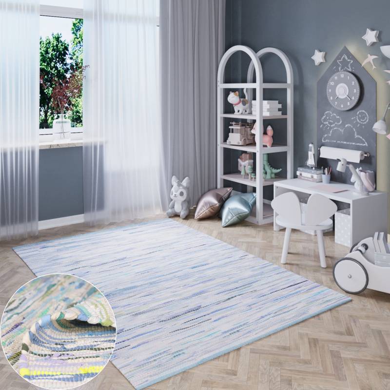my home Teppich »Bente«, rechteckig, 10 mm Höhe, Handweb Teppich, 90% Baumwolle, handgewebt, Scandi von My Home