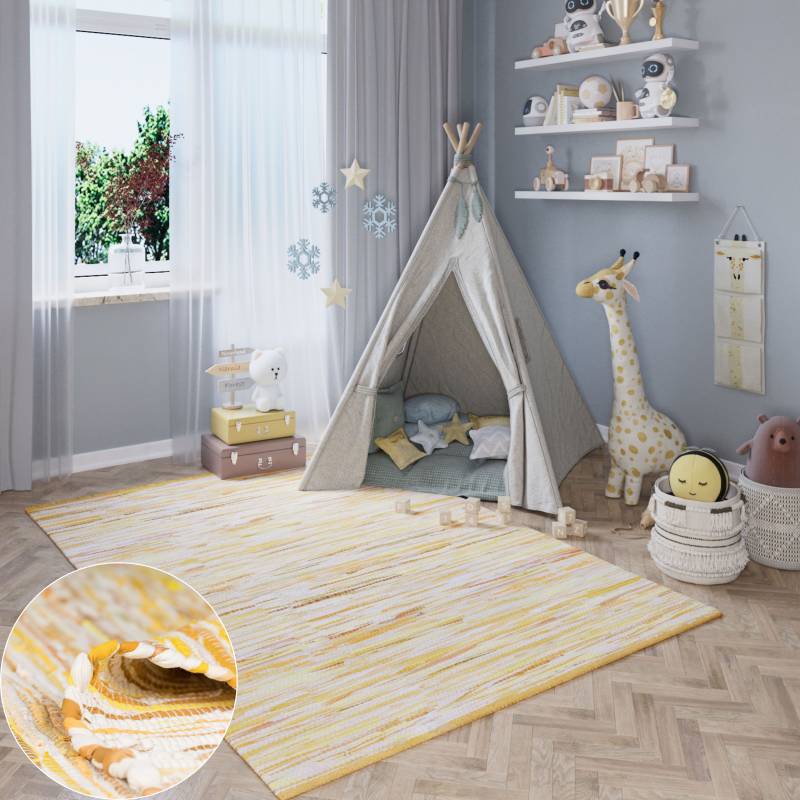 my home Teppich »Bente«, rechteckig, 10 mm Höhe, Handweb Teppich, 90% Baumwolle, handgewebt, Scandi von My Home