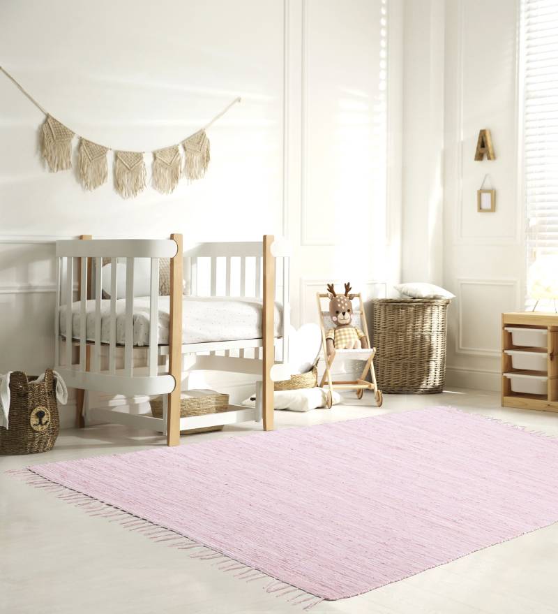 my home Kinderteppich »Insa Fleckerl«, rechteckig, 5 mm Höhe, Uni Farben, pastell, handgewebt, pflegeleicht, waschbar, Kinderzimmer von My Home