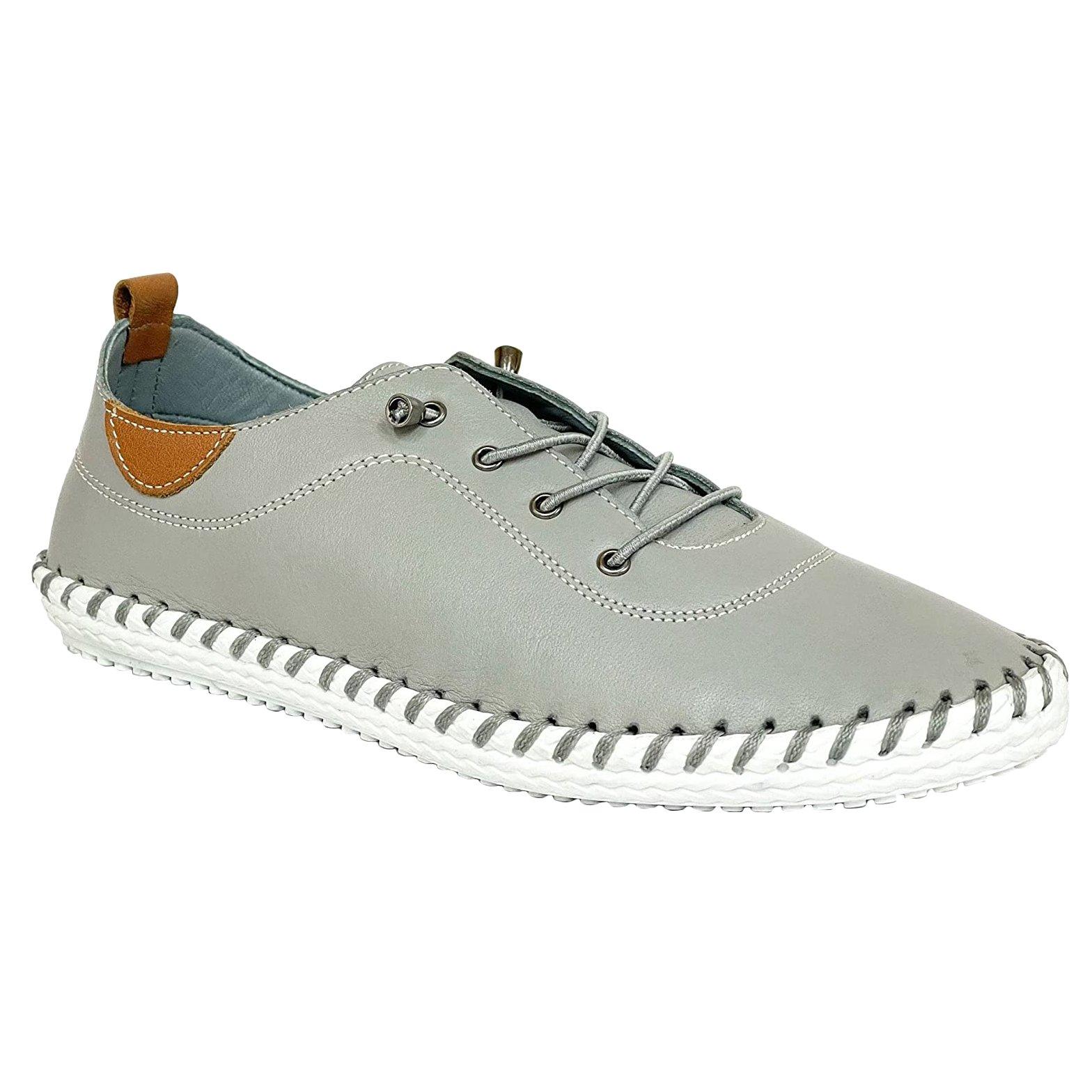 Leinenschuhe St Ives, Leder Damen Grau 40 von Lunar