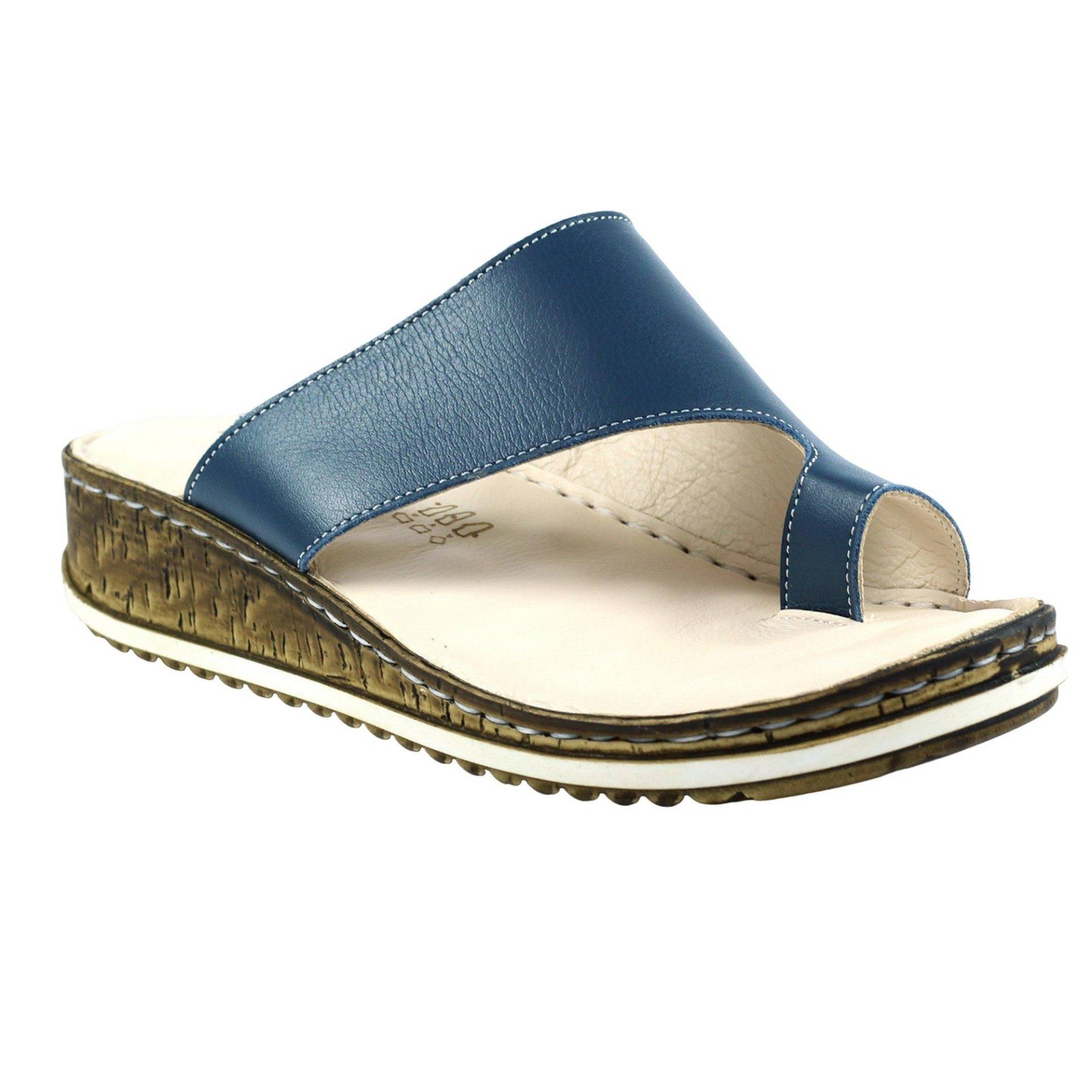 Sandalen Shore, Leder Damen Blau 38 von Lunar