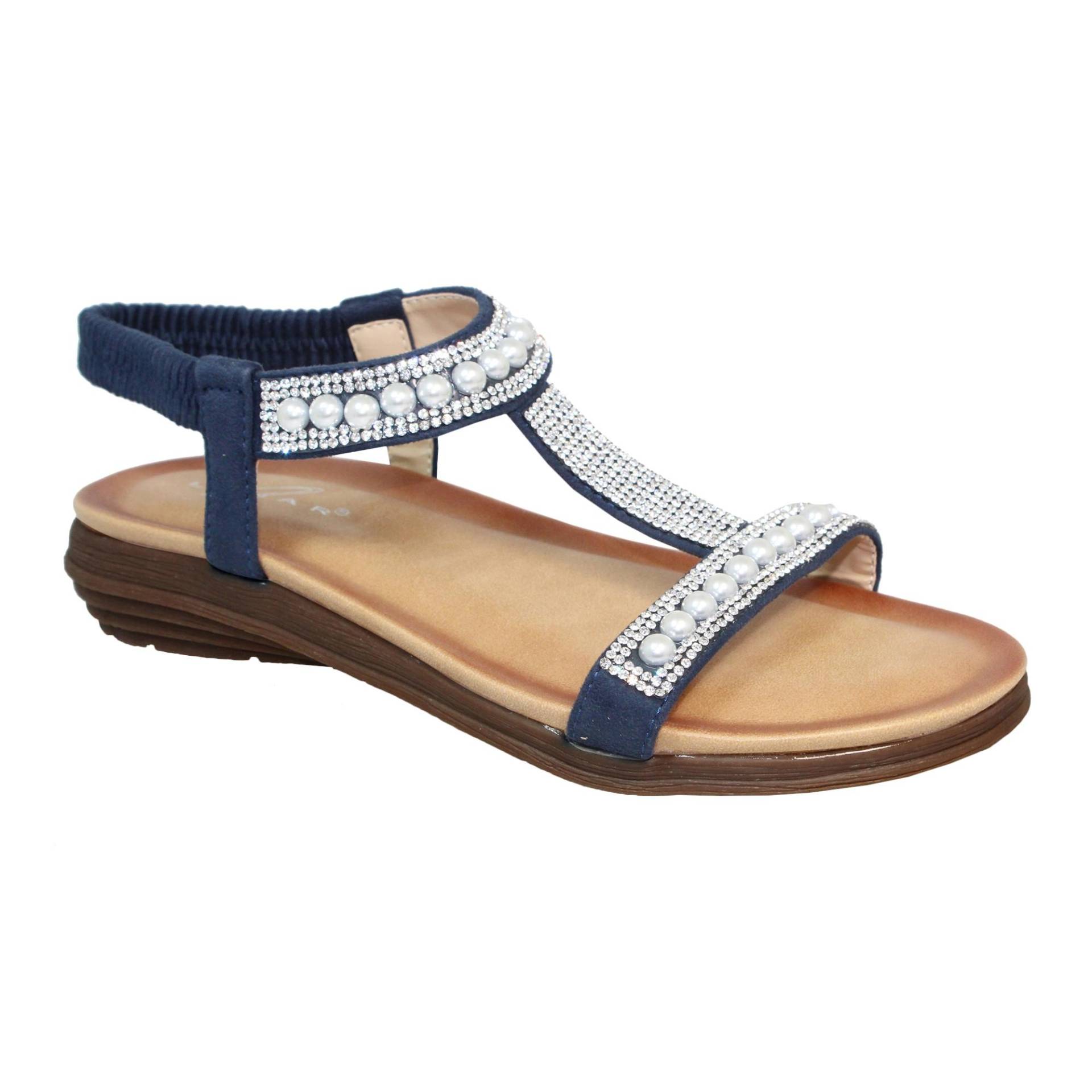 Sandalen Tancy, Perl Damen Blau 37 von Lunar