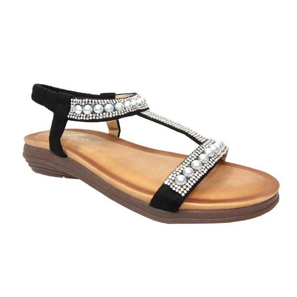 Sandalen Tancy, Perl Damen Schwarz 37 von Lunar