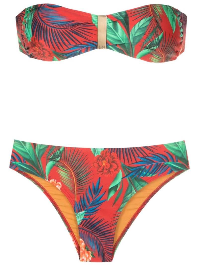 Lygia & Nanny Ester botanical-print bandeau bikini - Red von Lygia & Nanny