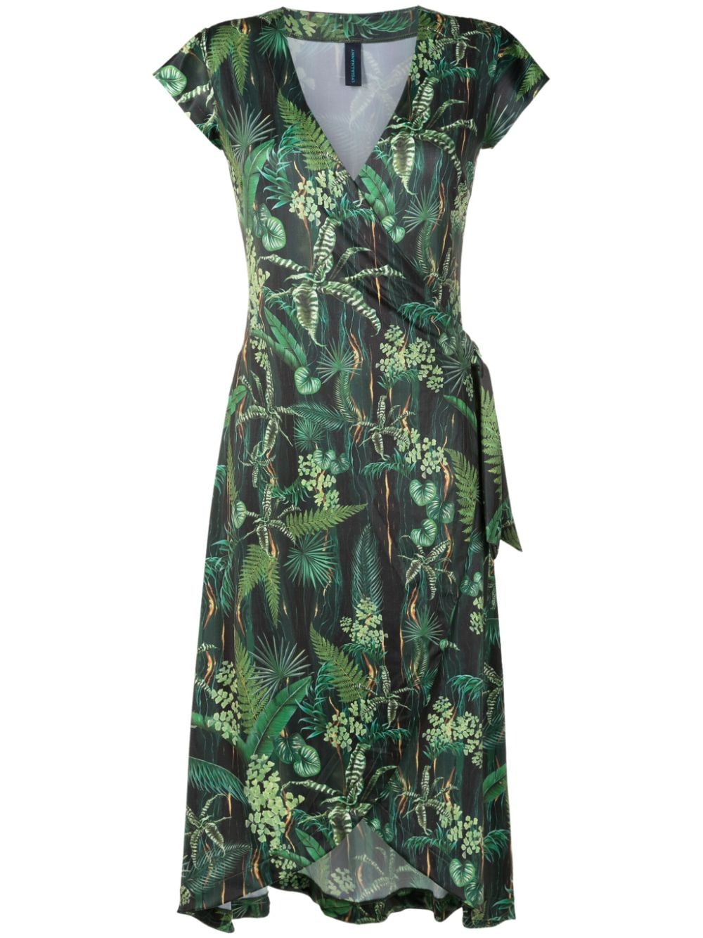 Lygia & Nanny Falcão leaf-print wrap dress - Green von Lygia & Nanny