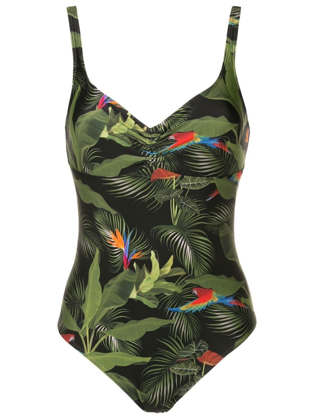 Lygia & Nanny Rosa-print plunging v-neck swimsuit - Green von Lygia & Nanny